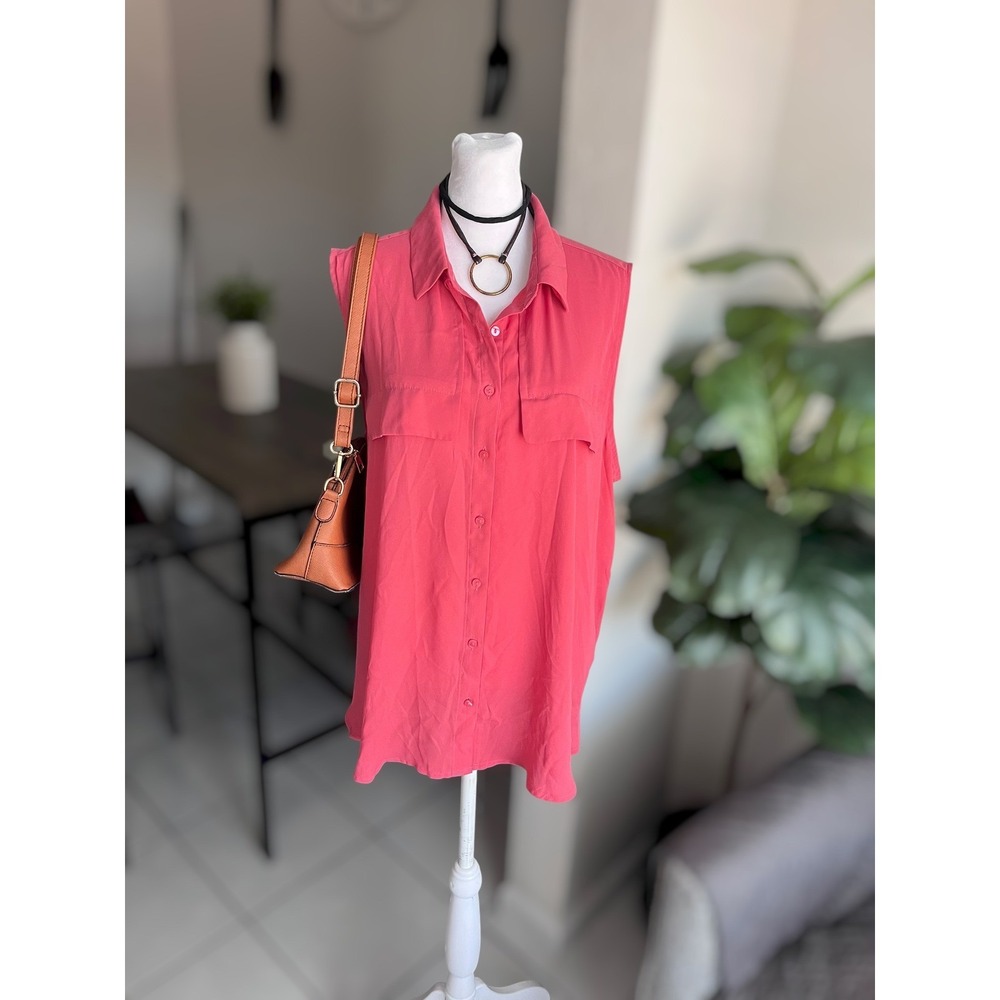 Worthington Sleeveless Button Down Blouse Size XXL